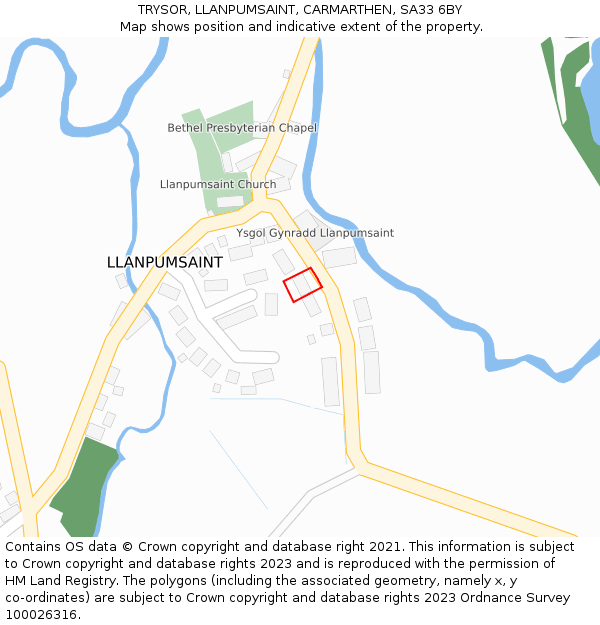 TRYSOR, LLANPUMSAINT, CARMARTHEN, SA33 6BY: Location map and indicative extent of plot