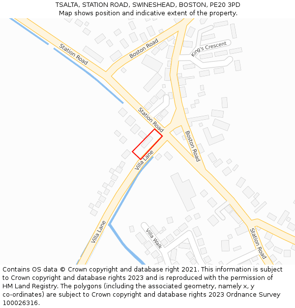 TSALTA, STATION ROAD, SWINESHEAD, BOSTON, PE20 3PD: Location map and indicative extent of plot