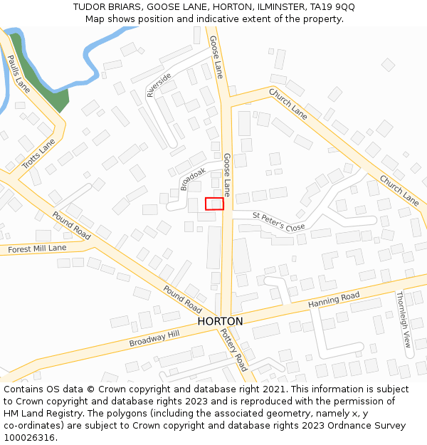 TUDOR BRIARS, GOOSE LANE, HORTON, ILMINSTER, TA19 9QQ: Location map and indicative extent of plot