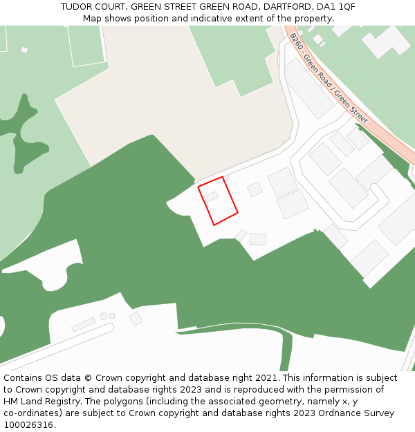 TUDOR COURT, GREEN STREET GREEN ROAD, DARTFORD, DA1 1QF: Location map and indicative extent of plot