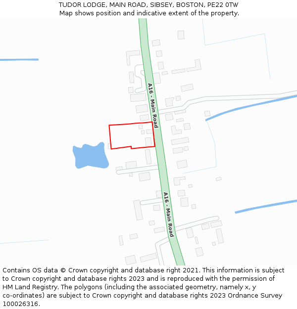 TUDOR LODGE, MAIN ROAD, SIBSEY, BOSTON, PE22 0TW: Location map and indicative extent of plot