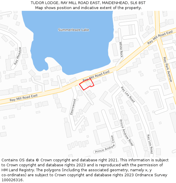 TUDOR LODGE, RAY MILL ROAD EAST, MAIDENHEAD, SL6 8ST: Location map and indicative extent of plot