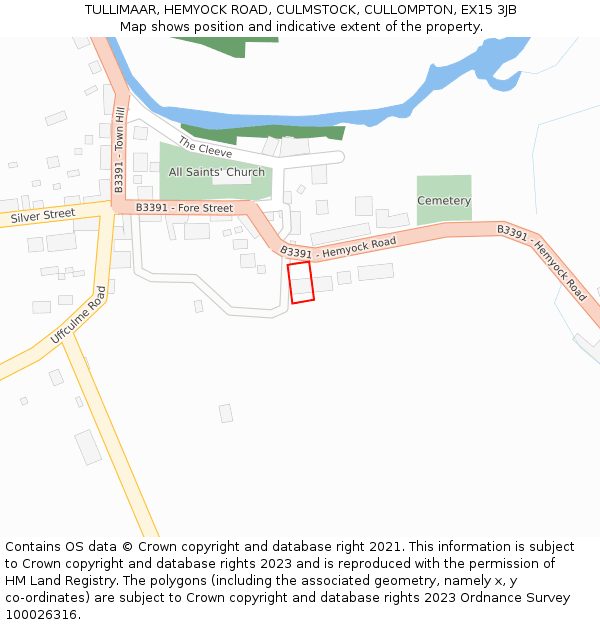 TULLIMAAR, HEMYOCK ROAD, CULMSTOCK, CULLOMPTON, EX15 3JB: Location map and indicative extent of plot