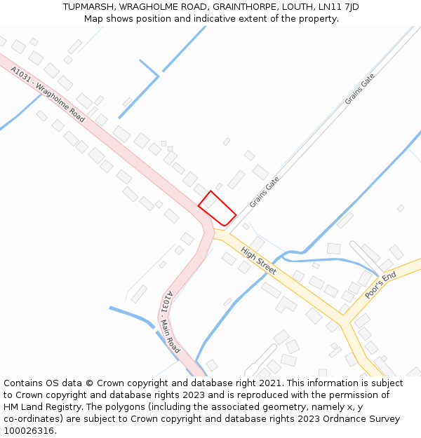 TUPMARSH, WRAGHOLME ROAD, GRAINTHORPE, LOUTH, LN11 7JD: Location map and indicative extent of plot