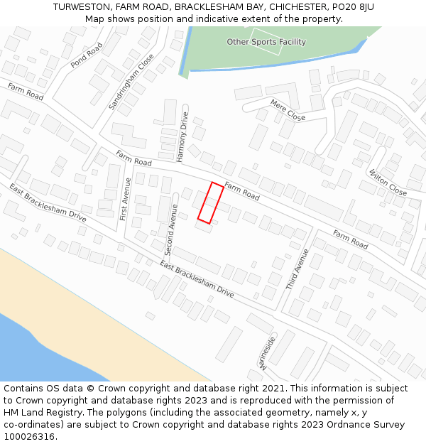 TURWESTON, FARM ROAD, BRACKLESHAM BAY, CHICHESTER, PO20 8JU: Location map and indicative extent of plot