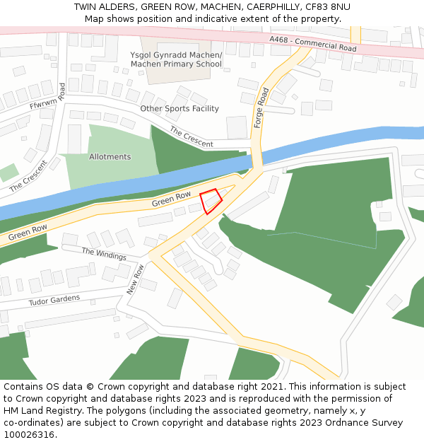 TWIN ALDERS, GREEN ROW, MACHEN, CAERPHILLY, CF83 8NU: Location map and indicative extent of plot