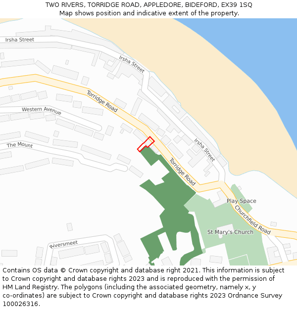 TWO RIVERS, TORRIDGE ROAD, APPLEDORE, BIDEFORD, EX39 1SQ: Location map and indicative extent of plot