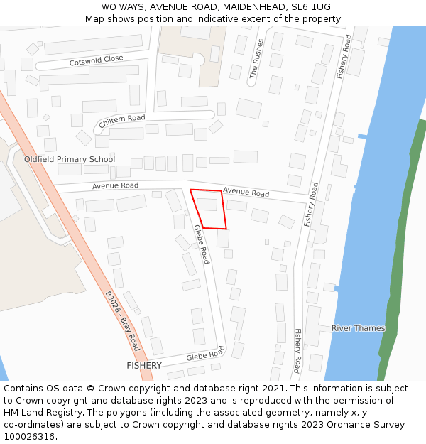 TWO WAYS, AVENUE ROAD, MAIDENHEAD, SL6 1UG: Location map and indicative extent of plot