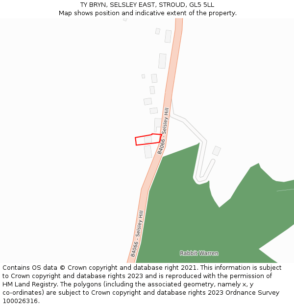 TY BRYN, SELSLEY EAST, STROUD, GL5 5LL: Location map and indicative extent of plot