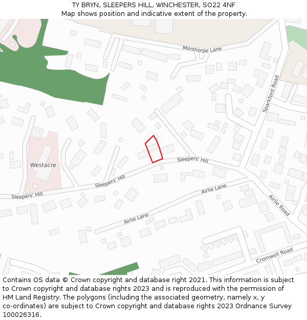 TY BRYN, SLEEPERS HILL, WINCHESTER, SO22 4NF: Location map and indicative extent of plot