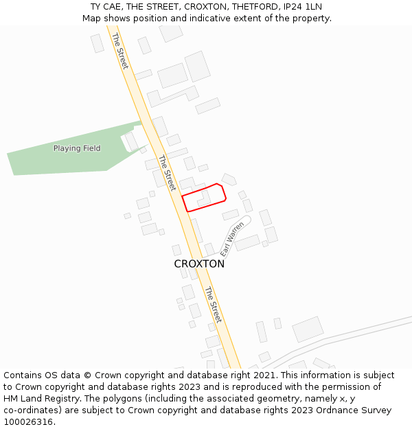 TY CAE, THE STREET, CROXTON, THETFORD, IP24 1LN: Location map and indicative extent of plot