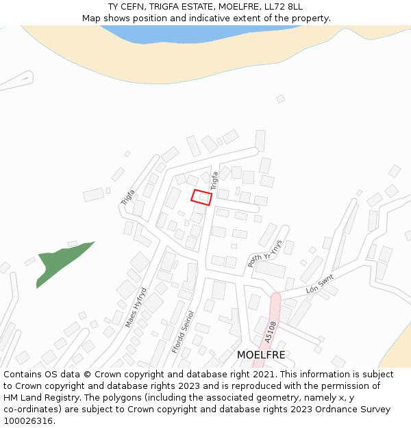 TY CEFN, TRIGFA ESTATE, MOELFRE, LL72 8LL: Location map and indicative extent of plot