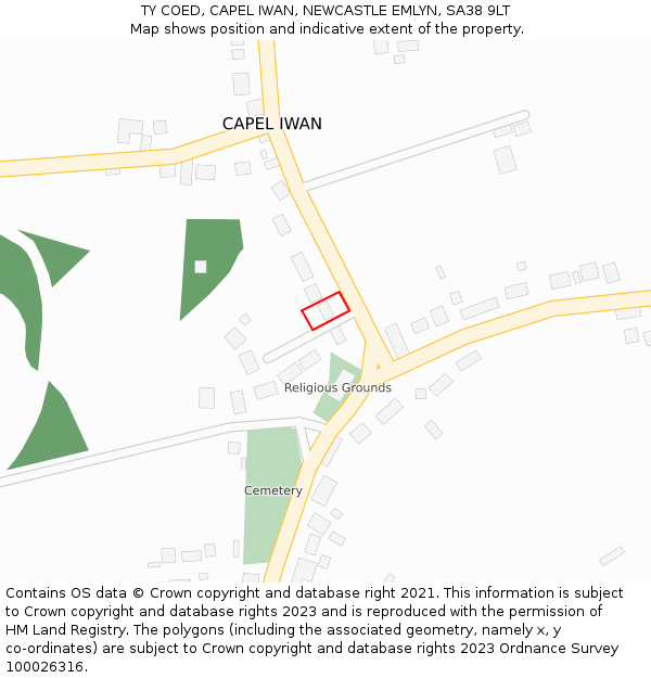 TY COED, CAPEL IWAN, NEWCASTLE EMLYN, SA38 9LT: Location map and indicative extent of plot