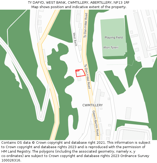 TY DAFYD, WEST BANK, CWMTILLERY, ABERTILLERY, NP13 1RF: Location map and indicative extent of plot