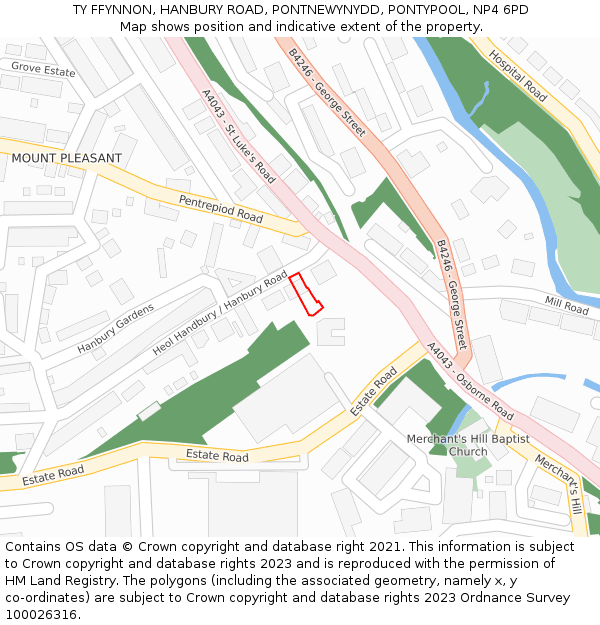 TY FFYNNON, HANBURY ROAD, PONTNEWYNYDD, PONTYPOOL, NP4 6PD: Location map and indicative extent of plot