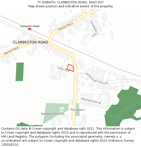 TY GOBAITH, CLARBESTON ROAD, SA63 4UT: Location map and indicative extent of plot