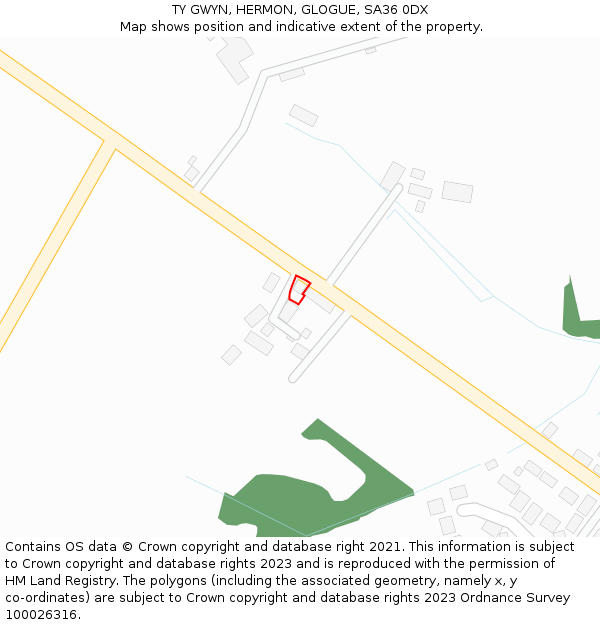 TY GWYN, HERMON, GLOGUE, SA36 0DX: Location map and indicative extent of plot