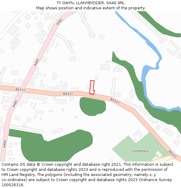 TY GWYN, LLANYBYDDER, SA40 9RL: Location map and indicative extent of plot