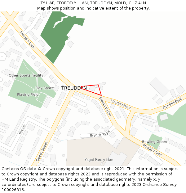 TY HAF, FFORDD Y LLAN, TREUDDYN, MOLD, CH7 4LN: Location map and indicative extent of plot