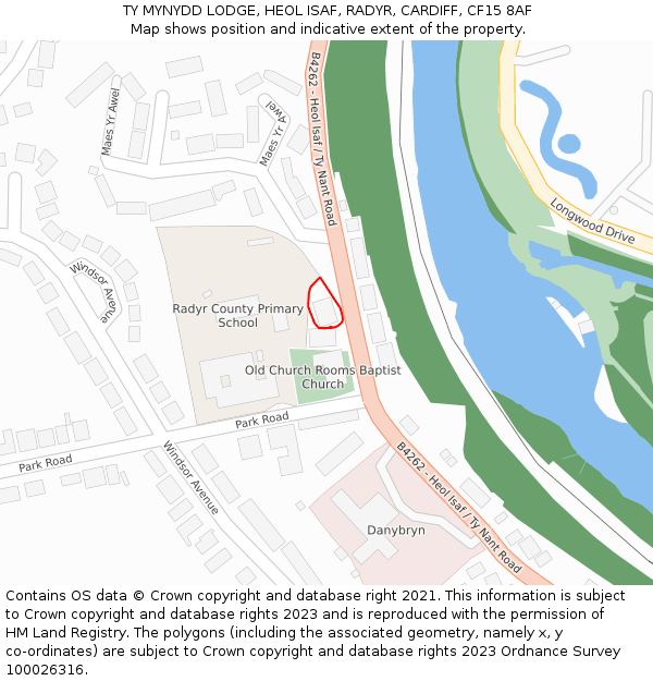 TY MYNYDD LODGE, HEOL ISAF, RADYR, CARDIFF, CF15 8AF: Location map and indicative extent of plot