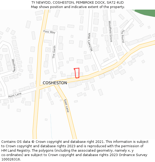 TY NEWYDD, COSHESTON, PEMBROKE DOCK, SA72 4UD: Location map and indicative extent of plot