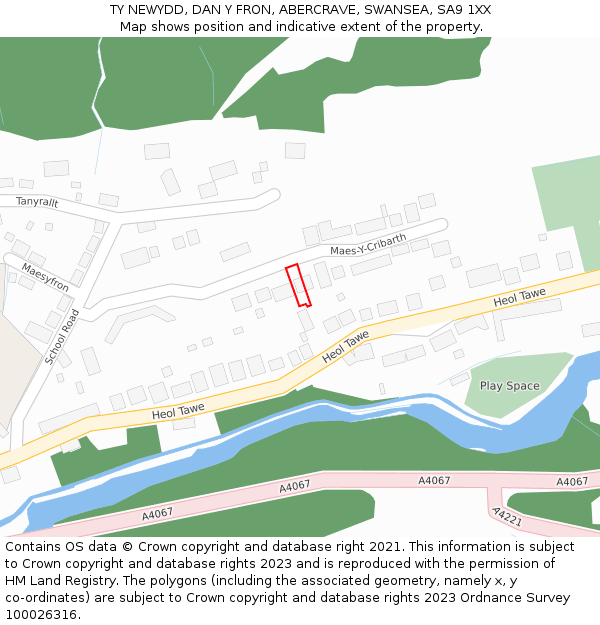 TY NEWYDD, DAN Y FRON, ABERCRAVE, SWANSEA, SA9 1XX: Location map and indicative extent of plot