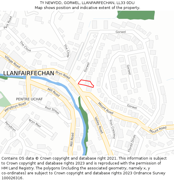 TY NEWYDD, GORWEL, LLANFAIRFECHAN, LL33 0DU: Location map and indicative extent of plot