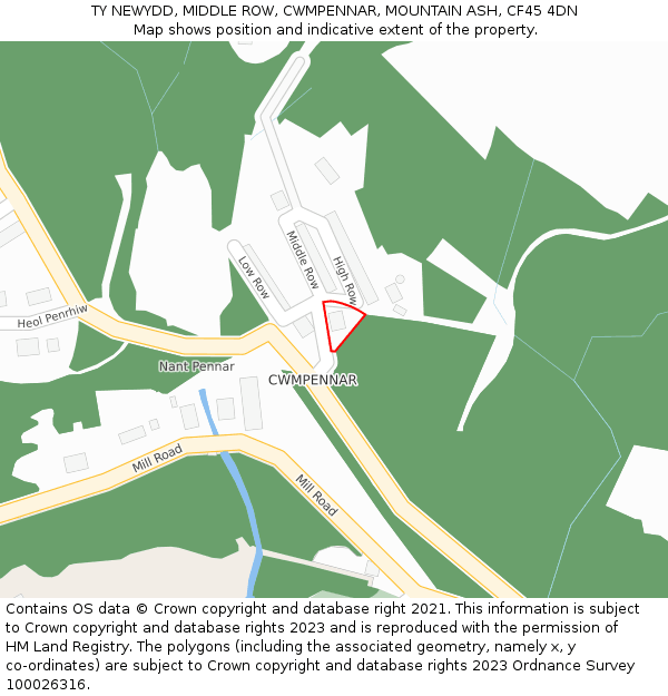 TY NEWYDD, MIDDLE ROW, CWMPENNAR, MOUNTAIN ASH, CF45 4DN: Location map and indicative extent of plot