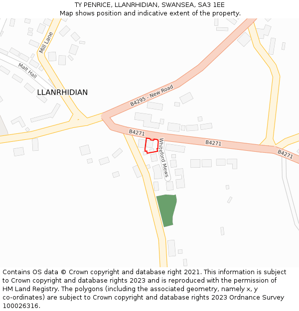 TY PENRICE, LLANRHIDIAN, SWANSEA, SA3 1EE: Location map and indicative extent of plot