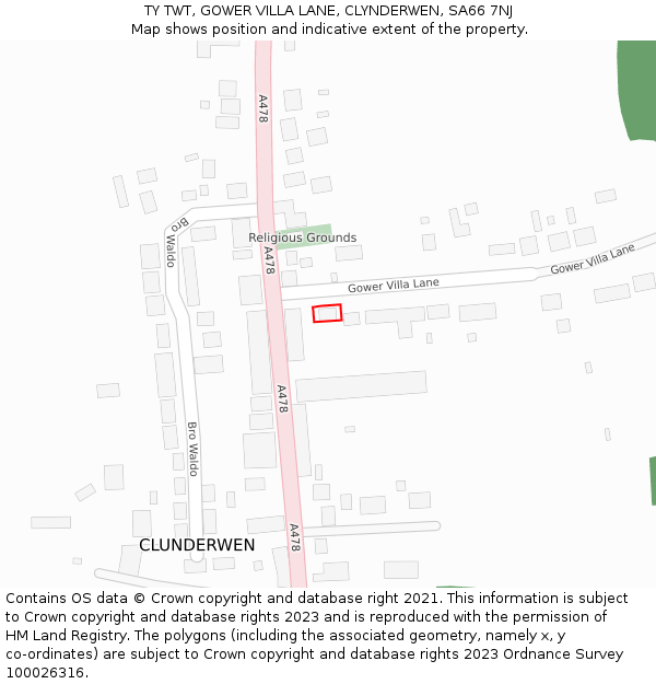 TY TWT, GOWER VILLA LANE, CLYNDERWEN, SA66 7NJ: Location map and indicative extent of plot