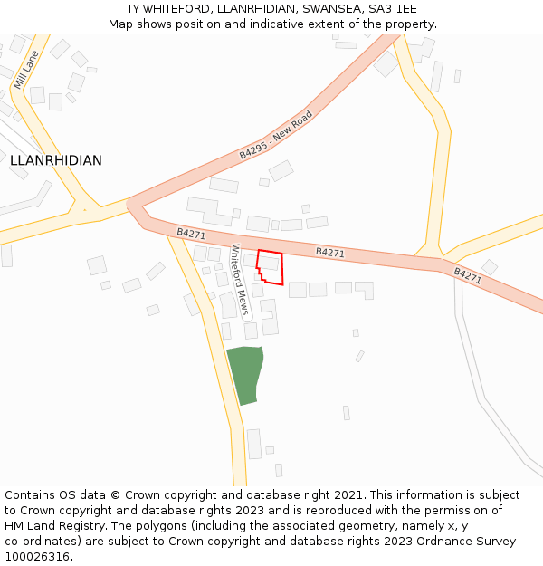 TY WHITEFORD, LLANRHIDIAN, SWANSEA, SA3 1EE: Location map and indicative extent of plot