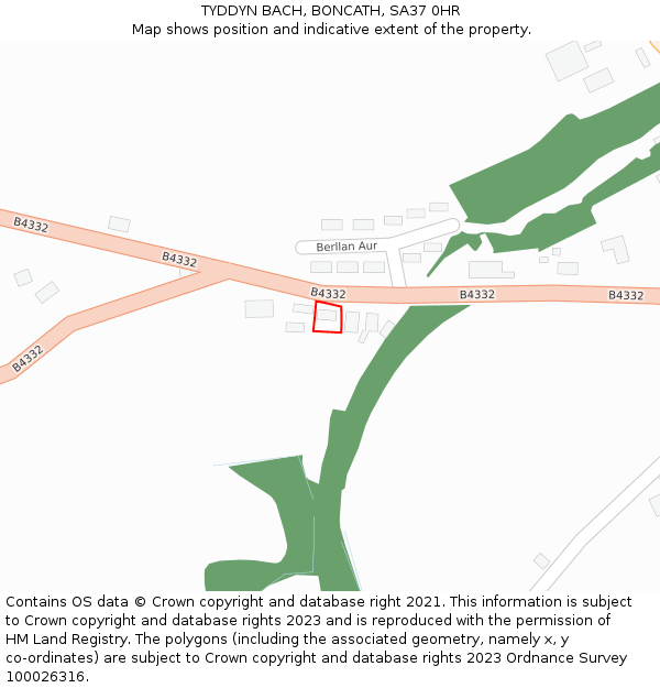 TYDDYN BACH, BONCATH, SA37 0HR: Location map and indicative extent of plot