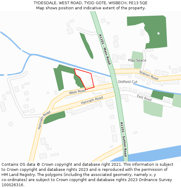 TYDESDALE, WEST ROAD, TYDD GOTE, WISBECH, PE13 5QE: Location map and indicative extent of plot