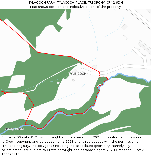 TYLACOCH FARM, TYLACOCH PLACE, TREORCHY, CF42 6DH: Location map and indicative extent of plot