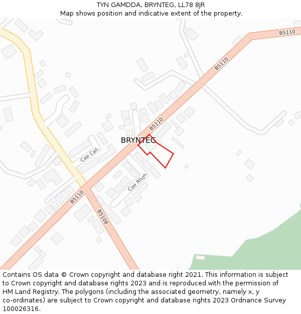 TYN GAMDDA, BRYNTEG, LL78 8JR: Location map and indicative extent of plot