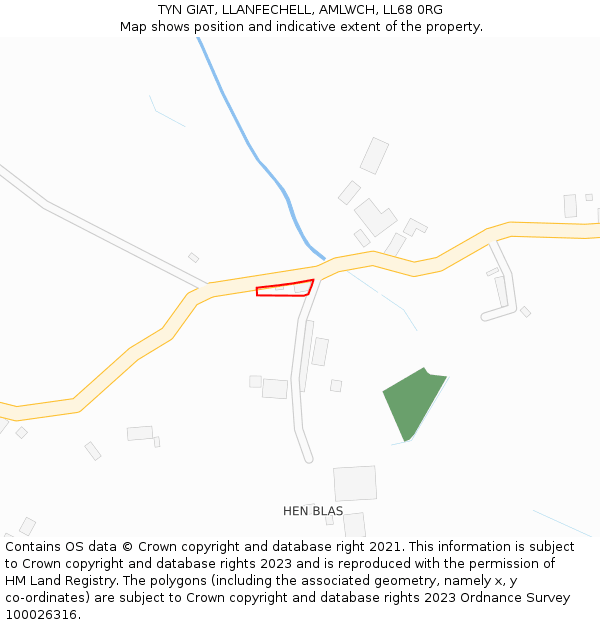 TYN GIAT, LLANFECHELL, AMLWCH, LL68 0RG: Location map and indicative extent of plot