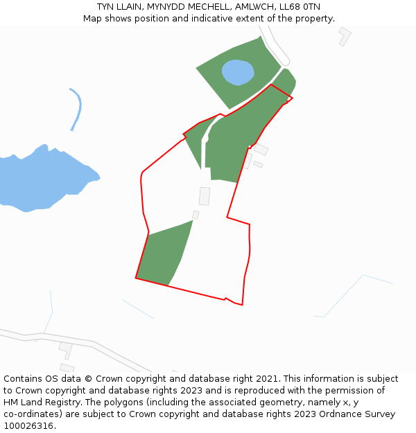 TYN LLAIN, MYNYDD MECHELL, AMLWCH, LL68 0TN: Location map and indicative extent of plot