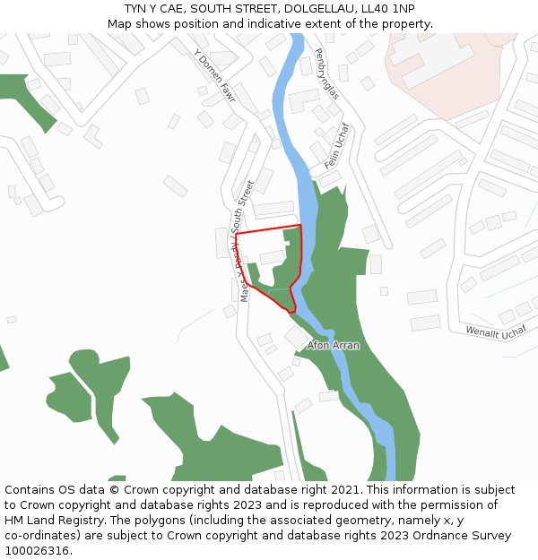 TYN Y CAE, SOUTH STREET, DOLGELLAU, LL40 1NP: Location map and indicative extent of plot