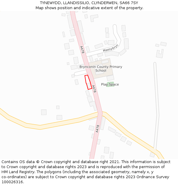 TYNEWYDD, LLANDISSILIO, CLYNDERWEN, SA66 7SY: Location map and indicative extent of plot