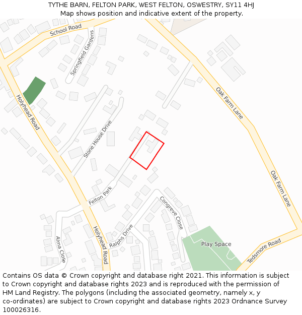 TYTHE BARN, FELTON PARK, WEST FELTON, OSWESTRY, SY11 4HJ: Location map and indicative extent of plot