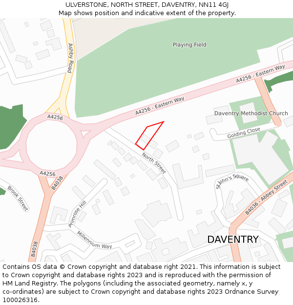 ULVERSTONE, NORTH STREET, DAVENTRY, NN11 4GJ: Location map and indicative extent of plot