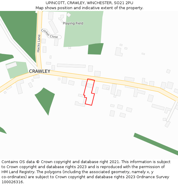 UPINCOTT, CRAWLEY, WINCHESTER, SO21 2PU: Location map and indicative extent of plot