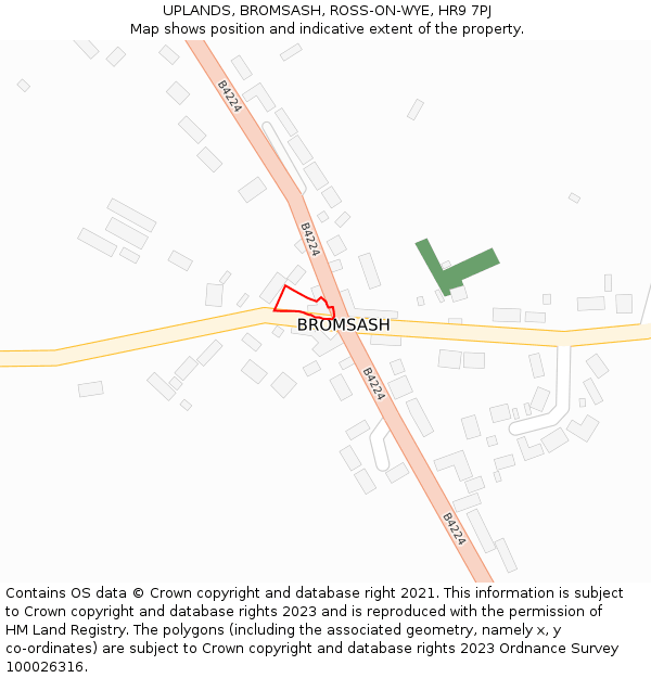 UPLANDS, BROMSASH, ROSS-ON-WYE, HR9 7PJ: Location map and indicative extent of plot