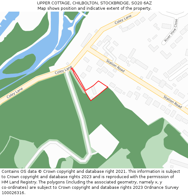 UPPER COTTAGE, CHILBOLTON, STOCKBRIDGE, SO20 6AZ: Location map and indicative extent of plot