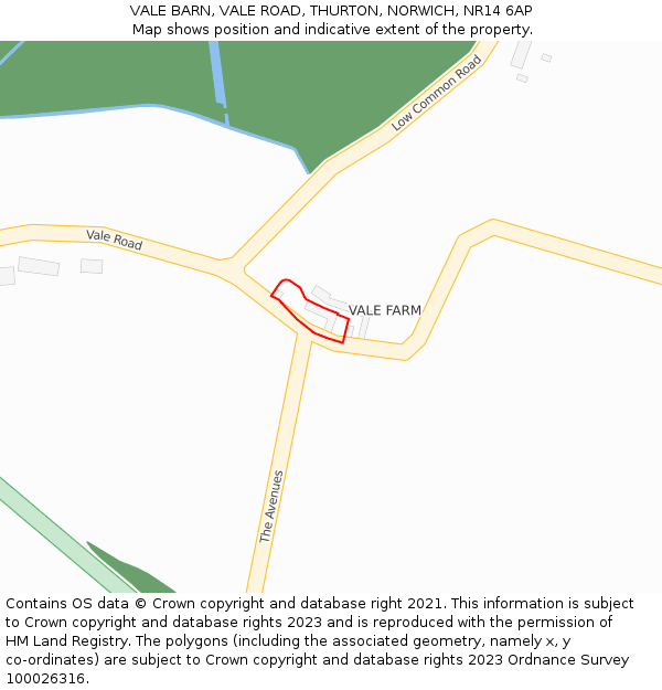 VALE BARN, VALE ROAD, THURTON, NORWICH, NR14 6AP: Location map and indicative extent of plot