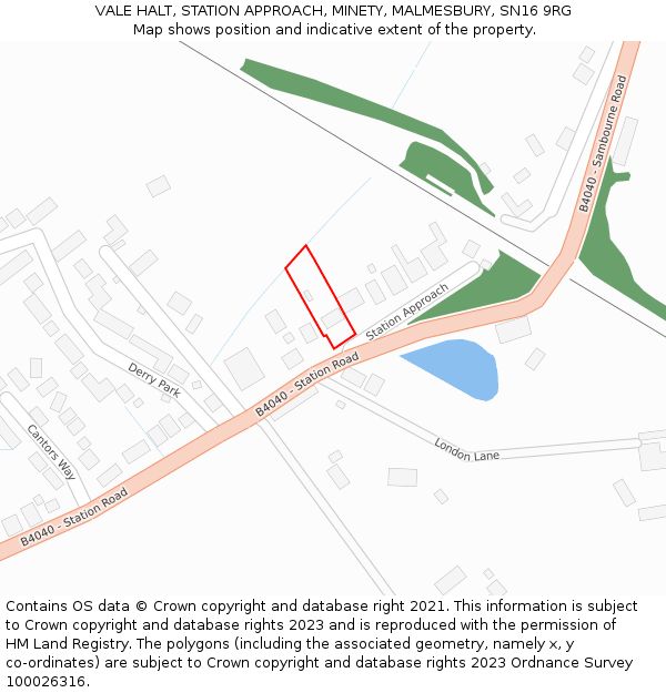 VALE HALT, STATION APPROACH, MINETY, MALMESBURY, SN16 9RG: Location map and indicative extent of plot