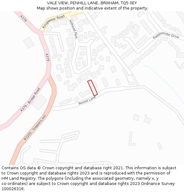 VALE VIEW, PENHILL LANE, BRIXHAM, TQ5 0EY: Location map and indicative extent of plot