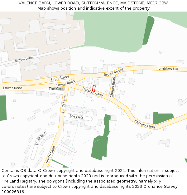 VALENCE BARN, LOWER ROAD, SUTTON VALENCE, MAIDSTONE, ME17 3BW: Location map and indicative extent of plot