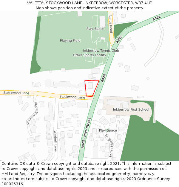 VALETTA, STOCKWOOD LANE, INKBERROW, WORCESTER, WR7 4HF: Location map and indicative extent of plot