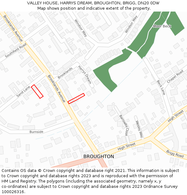 VALLEY HOUSE, HARRYS DREAM, BROUGHTON, BRIGG, DN20 0DW: Location map and indicative extent of plot